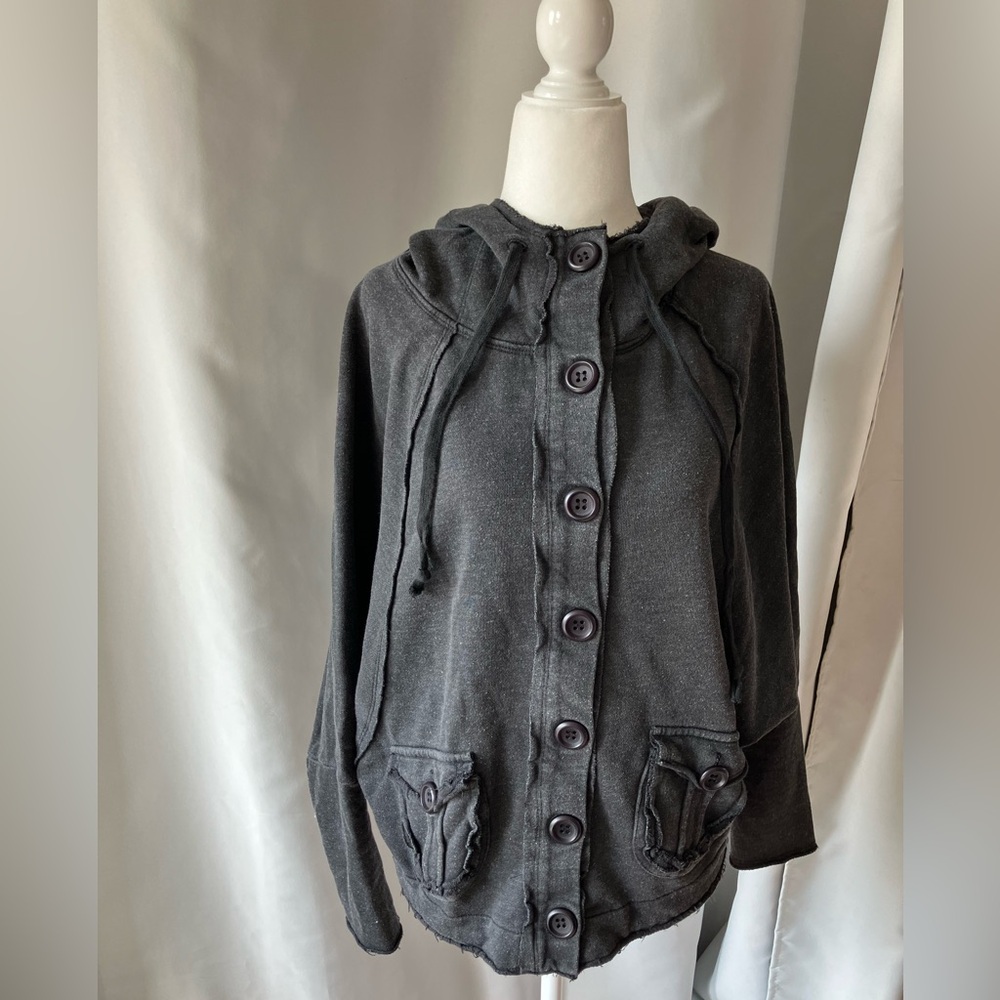 Monoreno Black Utility Hooded Sweatshirt Womens Small